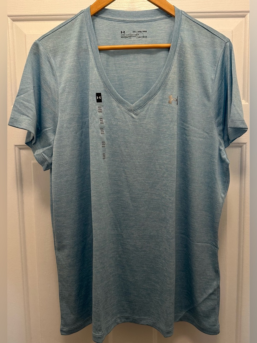 Under Armour Women's Light Blue V-Neck Athletic Tee